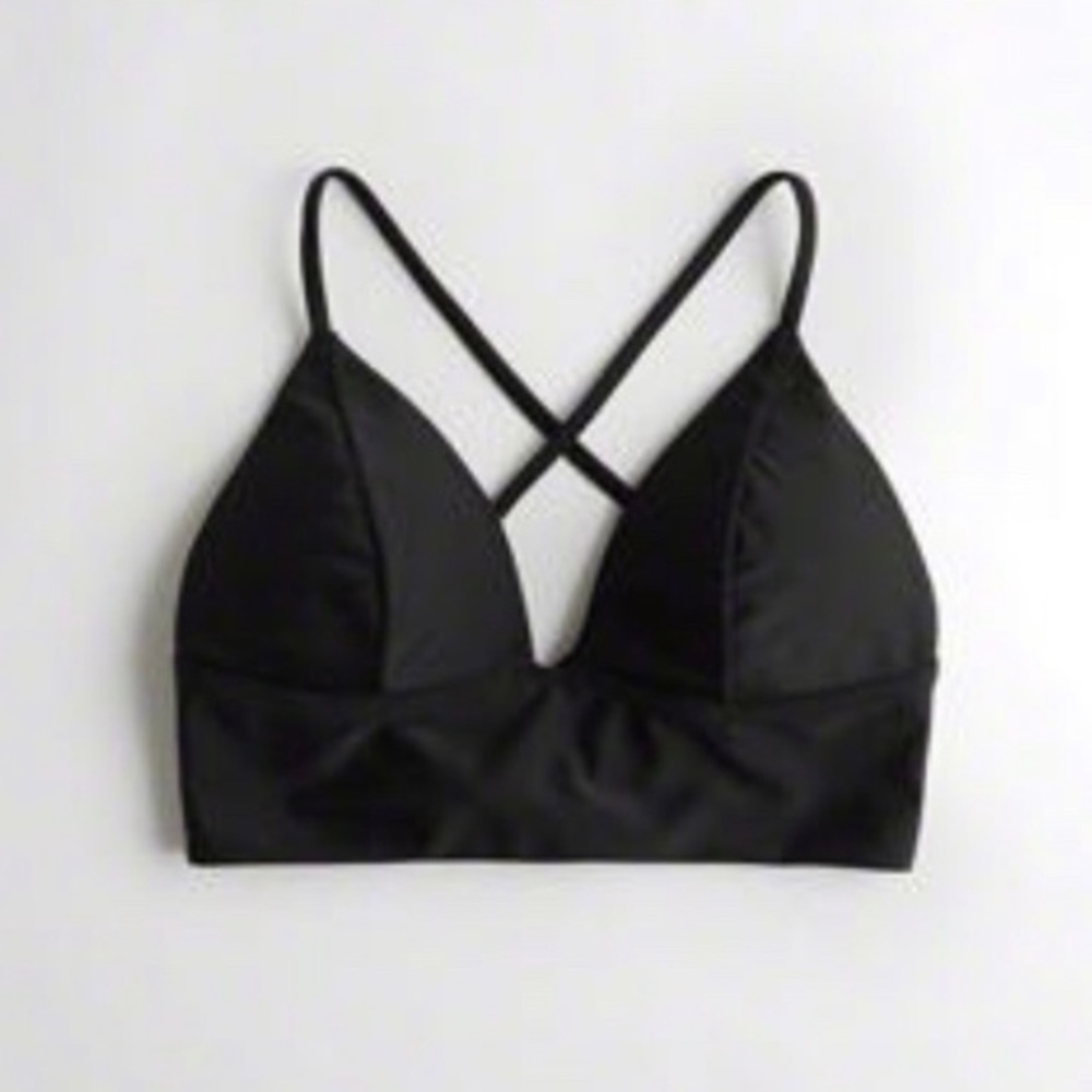 SOLD! 💚Hollister Black Long Line Bikini Top - Picture 3 of 9